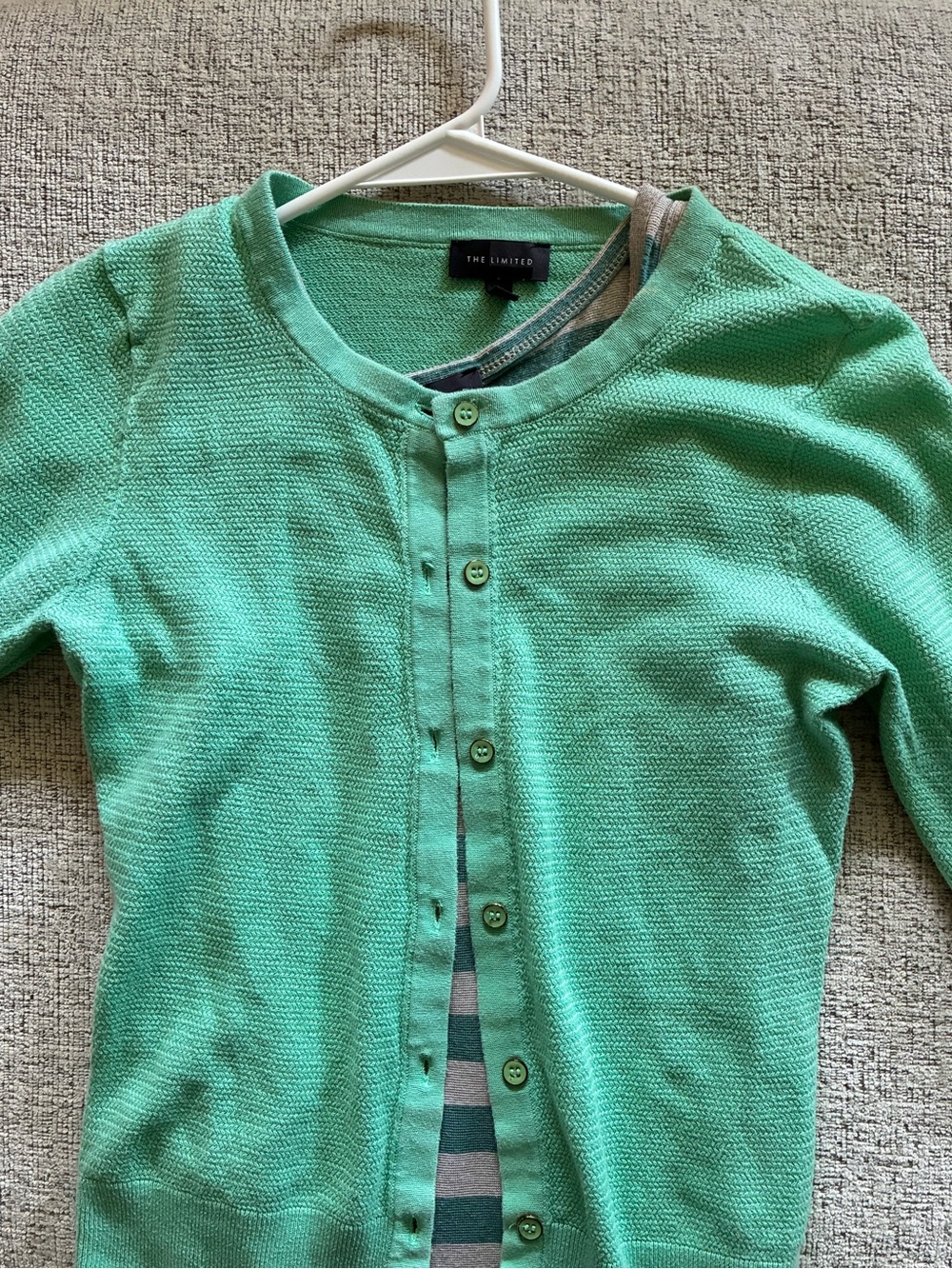 The Limited Mint Green Button-Up Crewneck Cardigan - Women's Sweater